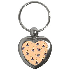 Cute  Pattern With  Dancing Ballerinas On Pink Background Key Chain (heart) by EvgeniiaBychkova