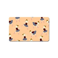 Cute  Pattern With  Dancing Ballerinas On Pink Background Magnet (name Card) by EvgeniiaBychkova