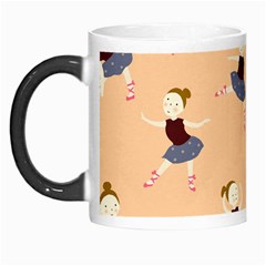 Cute  Pattern With  Dancing Ballerinas On Pink Background Morph Mugs by EvgeniiaBychkova