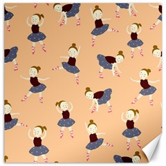 Cute  Pattern With  Dancing Ballerinas On Pink Background Canvas 16  X 16  by EvgeniiaBychkova