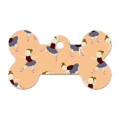 Cute  Pattern With  Dancing Ballerinas On Pink Background Dog Tag Bone (two Sides) by EvgeniiaBychkova