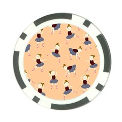 Cute  Pattern With  Dancing Ballerinas On Pink Background Poker Chip Card Guard by EvgeniiaBychkova