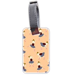 Cute  Pattern With  Dancing Ballerinas On Pink Background Luggage Tag (two Sides) by EvgeniiaBychkova