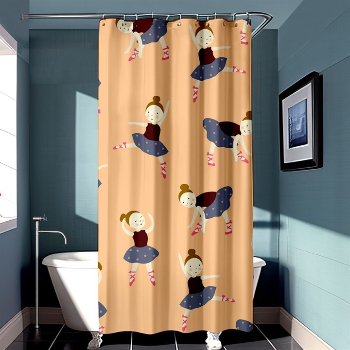 Cute  Pattern With  Dancing Ballerinas On Pink Background Shower Curtain 36  x 72  (Stall) 