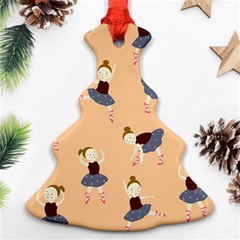 Cute  Pattern With  Dancing Ballerinas On Pink Background Christmas Tree Ornament (two Sides) by EvgeniiaBychkova