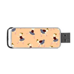 Cute  Pattern With  Dancing Ballerinas On Pink Background Portable Usb Flash (two Sides) by EvgeniiaBychkova