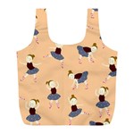 Cute  Pattern With  Dancing Ballerinas On Pink Background Full Print Recycle Bag (L) Back