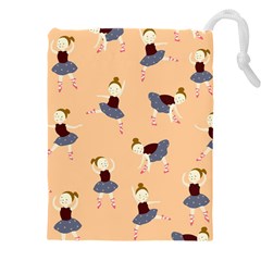 Cute  Pattern With  Dancing Ballerinas On Pink Background Drawstring Pouch (5xl) by EvgeniiaBychkova