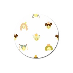 Cute Delicate Seamless Pattern With Little Princesses In Scandinavian Style With Texture Of Natural Magnet 3  (round) by EvgeniiaBychkova