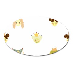 Cute Delicate Seamless Pattern With Little Princesses In Scandinavian Style With Texture Of Natural Oval Magnet