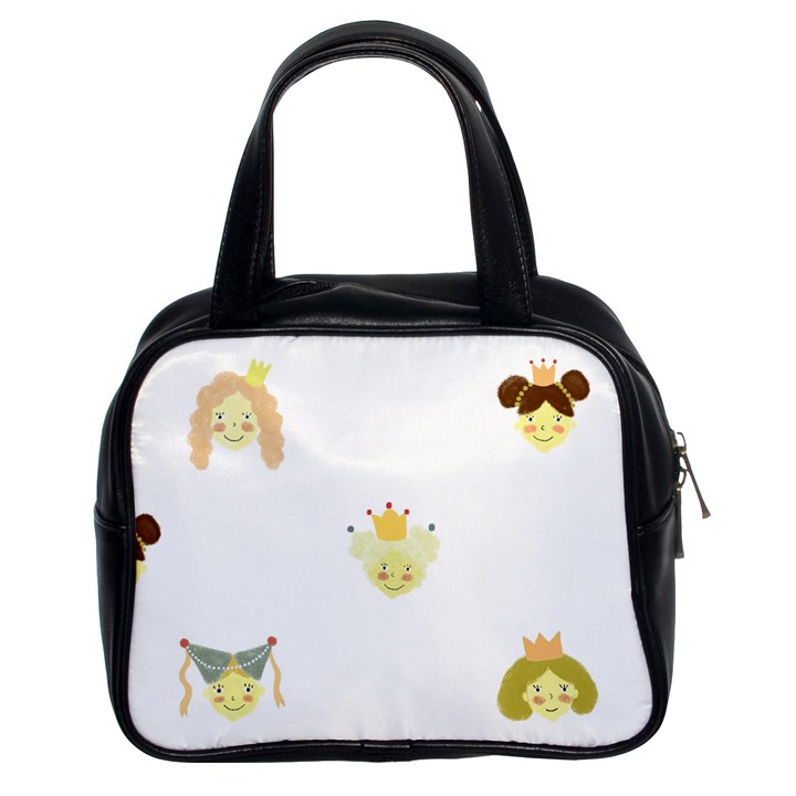 Cute Delicate Seamless Pattern With Little Princesses In Scandinavian Style With Texture Of Natural Classic Handbag (Two Sides)