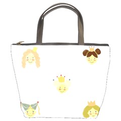 Cute Delicate Seamless Pattern With Little Princesses In Scandinavian Style With Texture Of Natural Bucket Bag