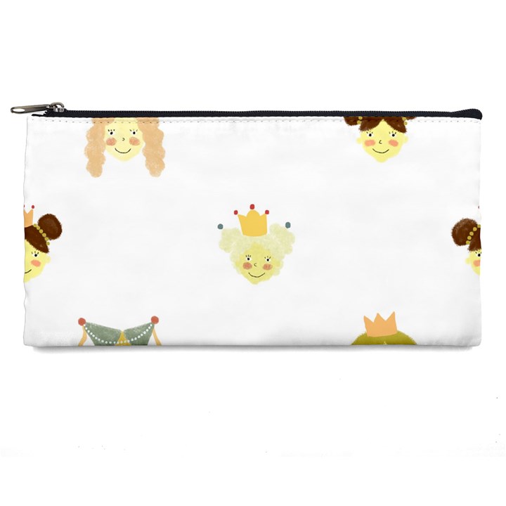 Cute Delicate Seamless Pattern With Little Princesses In Scandinavian Style With Texture Of Natural Pencil Case