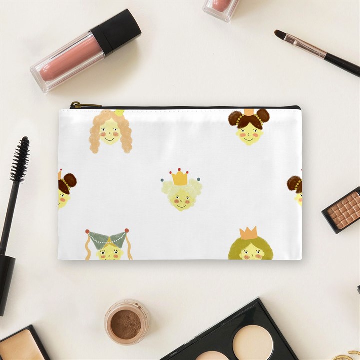 Cute Delicate Seamless Pattern With Little Princesses In Scandinavian Style With Texture Of Natural Cosmetic Bag (Medium)