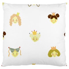 Cute Delicate Seamless Pattern With Little Princesses In Scandinavian Style With Texture Of Natural Large Cushion Case (two Sides) by EvgeniiaBychkova