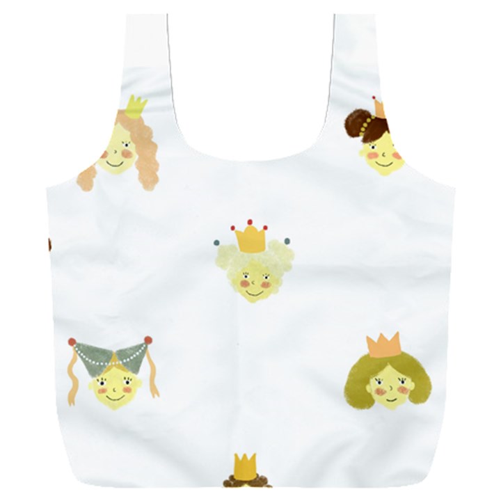 Cute Delicate Seamless Pattern With Little Princesses In Scandinavian Style With Texture Of Natural Full Print Recycle Bag (XXL)