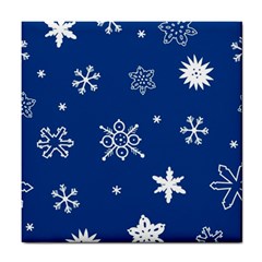 Christmas Seamless Pattern With White Snowflakes On The Blue Background Tile Coaster by EvgeniiaBychkova