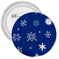 Christmas Seamless Pattern With White Snowflakes On The Blue Background 3  Buttons by EvgeniiaBychkova