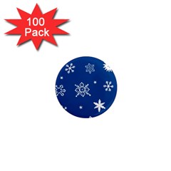 Christmas Seamless Pattern With White Snowflakes On The Blue Background 1  Mini Magnets (100 Pack)  by EvgeniiaBychkova