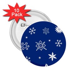 Christmas Seamless Pattern With White Snowflakes On The Blue Background 2 25  Buttons (10 Pack)  by EvgeniiaBychkova