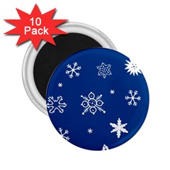 Christmas Seamless Pattern With White Snowflakes On The Blue Background 2 25  Magnets (10 Pack)  by EvgeniiaBychkova