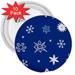 Christmas Seamless Pattern With White Snowflakes On The Blue Background 3  Buttons (10 pack)  Front