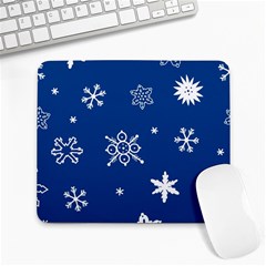 Christmas Seamless Pattern With White Snowflakes On The Blue Background Large Mousepads by EvgeniiaBychkova