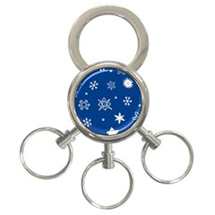 Christmas Seamless Pattern With White Snowflakes On The Blue Background 3-ring Key Chain by EvgeniiaBychkova