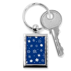 Christmas Seamless Pattern With White Snowflakes On The Blue Background Key Chain (rectangle) by EvgeniiaBychkova