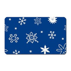 Christmas Seamless Pattern With White Snowflakes On The Blue Background Magnet (rectangular) by EvgeniiaBychkova