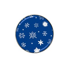 Christmas Seamless Pattern With White Snowflakes On The Blue Background Hat Clip Ball Marker (4 Pack) by EvgeniiaBychkova