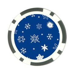 Christmas Seamless Pattern With White Snowflakes On The Blue Background Poker Chip Card Guard by EvgeniiaBychkova