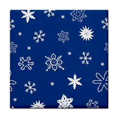 Christmas Seamless Pattern With White Snowflakes On The Blue Background Face Towel by EvgeniiaBychkova