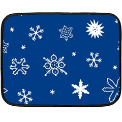 Christmas Seamless Pattern With White Snowflakes On The Blue Background Fleece Blanket (mini) by EvgeniiaBychkova