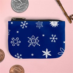 Christmas Seamless Pattern With White Snowflakes On The Blue Background Mini Coin Purse by EvgeniiaBychkova