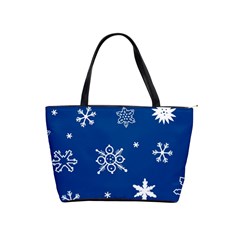 Christmas Seamless Pattern With White Snowflakes On The Blue Background Classic Shoulder Handbag