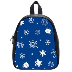 Christmas Seamless Pattern With White Snowflakes On The Blue Background School Bag (small) by EvgeniiaBychkova