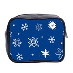 Christmas Seamless Pattern With White Snowflakes On The Blue Background Mini Toiletries Bag (Two Sides) Back