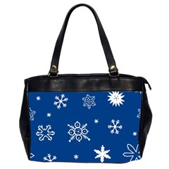 Christmas Seamless Pattern With White Snowflakes On The Blue Background Oversize Office Handbag (2 Sides) by EvgeniiaBychkova