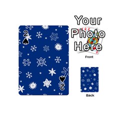 Christmas Seamless Pattern With White Snowflakes On The Blue Background Playing Cards 54 Designs (mini) by EvgeniiaBychkova