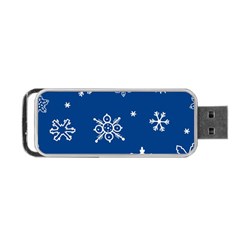 Christmas Seamless Pattern With White Snowflakes On The Blue Background Portable Usb Flash (two Sides) by EvgeniiaBychkova