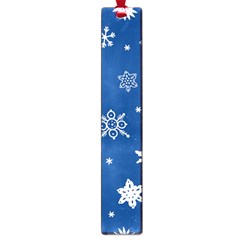 Christmas Seamless Pattern With White Snowflakes On The Blue Background Large Book Marks by EvgeniiaBychkova