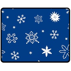 Christmas Seamless Pattern With White Snowflakes On The Blue Background Double Sided Fleece Blanket (medium)  by EvgeniiaBychkova