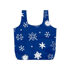 Christmas Seamless Pattern With White Snowflakes On The Blue Background Full Print Recycle Bag (s) by EvgeniiaBychkova