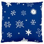 Christmas Seamless Pattern With White Snowflakes On The Blue Background Large Flano Cushion Case (Two Sides) Front