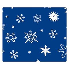 Christmas Seamless Pattern With White Snowflakes On The Blue Background Double Sided Flano Blanket (small)  by EvgeniiaBychkova