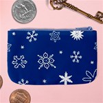 Christmas Seamless Pattern With White Snowflakes On The Blue Background Large Coin Purse Back