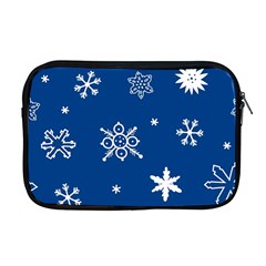 Christmas Seamless Pattern With White Snowflakes On The Blue Background Apple Macbook Pro 17  Zipper Case