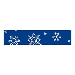 Christmas Seamless Pattern With White Snowflakes On The Blue Background Velvet Scrunchie by EvgeniiaBychkova