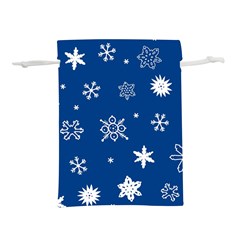 Christmas Seamless Pattern With White Snowflakes On The Blue Background Lightweight Drawstring Pouch (m) by EvgeniiaBychkova